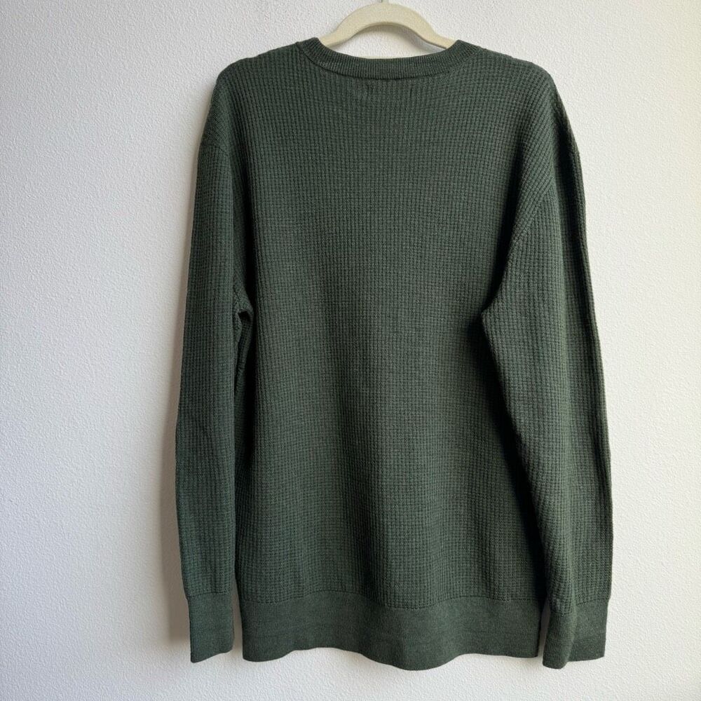 Proof Huckberry Mens 72 Hour Merino Wool Sweater XL Green Minimalist Waffle Knit - Picture 5 of 5